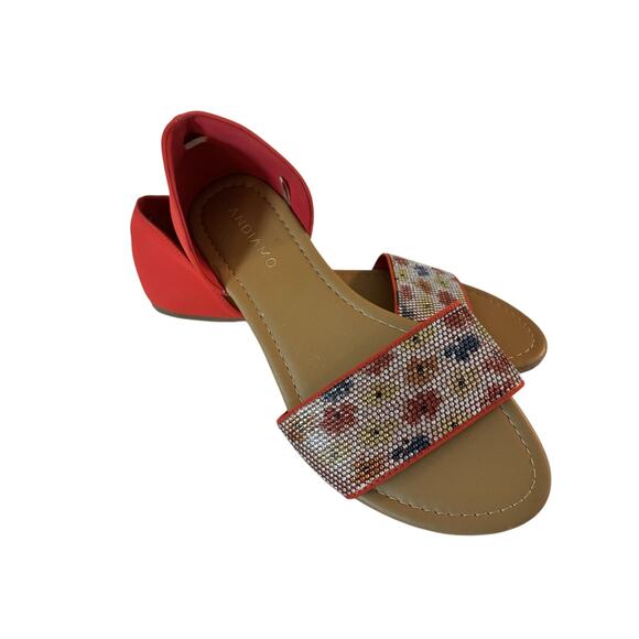 Adiama Orange Sparkly Floral Sandals Size 7.5 - Picture 4 of 4